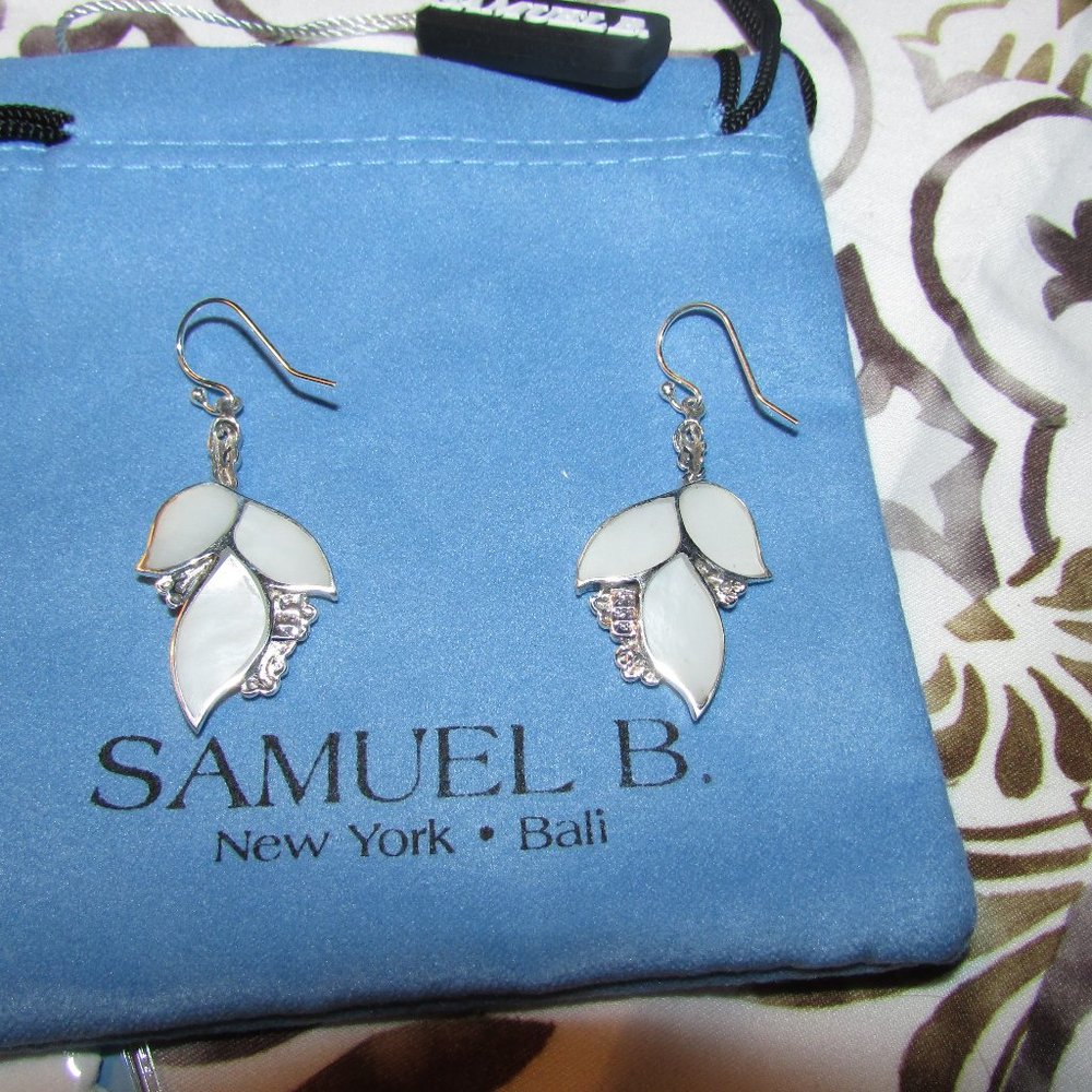 SAMUEL B. NEW YORK BALI   BRAND NEW MOTHER OF PEARL LEAF DESIGN SET IN STERLING